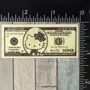 🌀10/$10🌀 Sanrio Banknote Reusable Waterproof Vinyl Sticker Decal